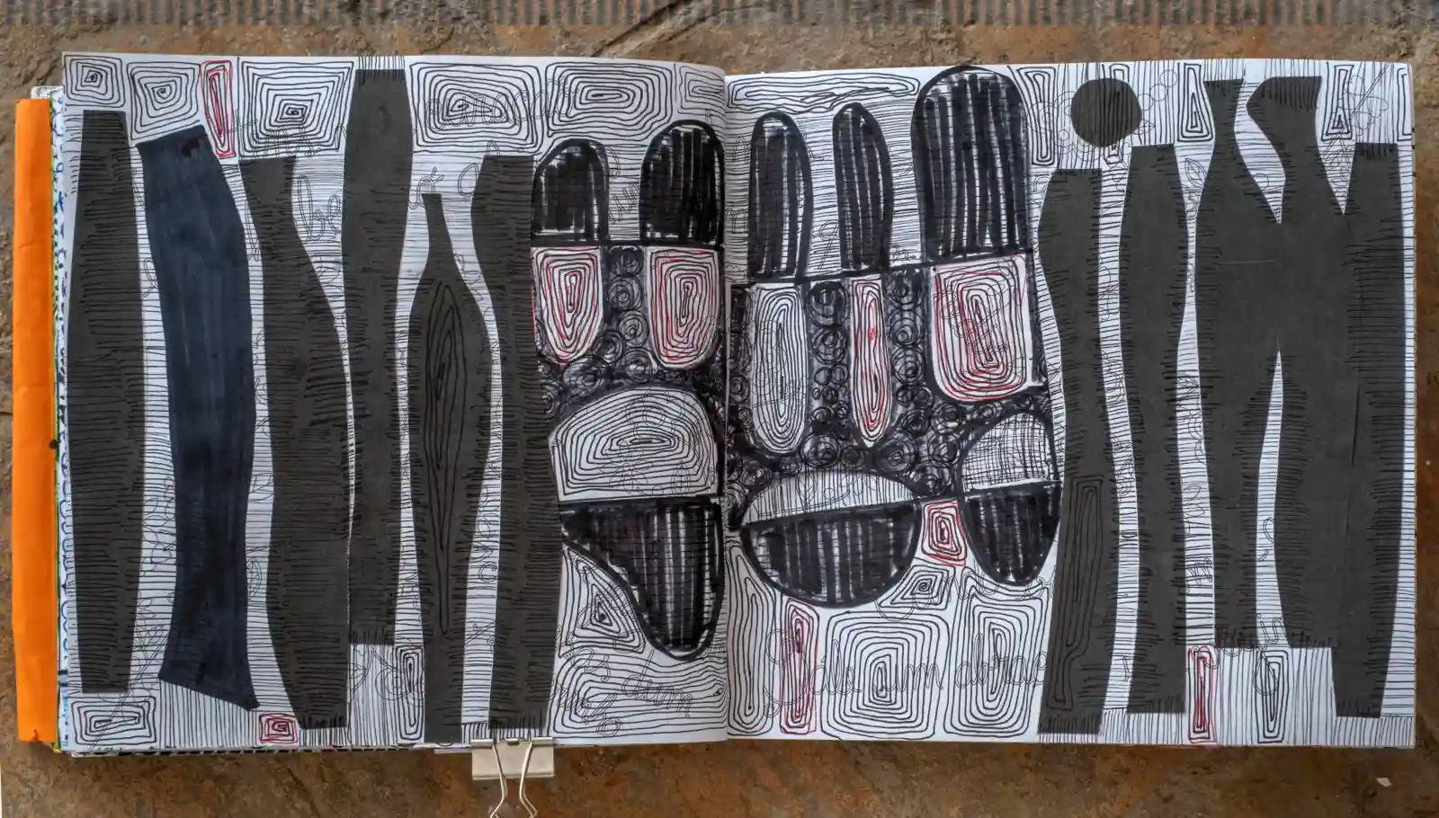 boceto de obra de arte textil contemporáneo
